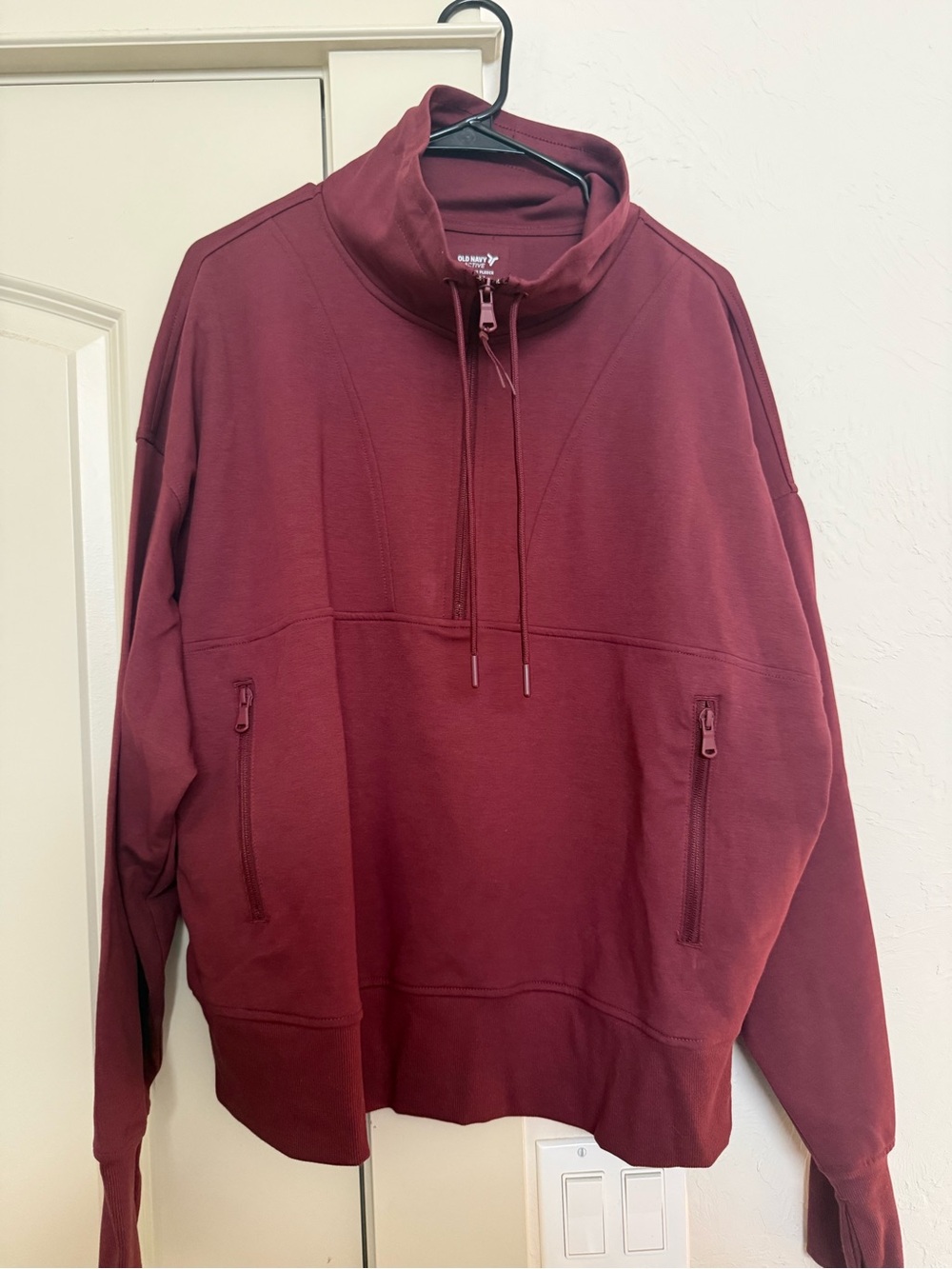 Old Navy Women’s Burgundy Quarter-Zip Pullover Sweatshirt